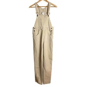 Moda International Overalls Beige Denim Size S 100% Cotton Made in USA